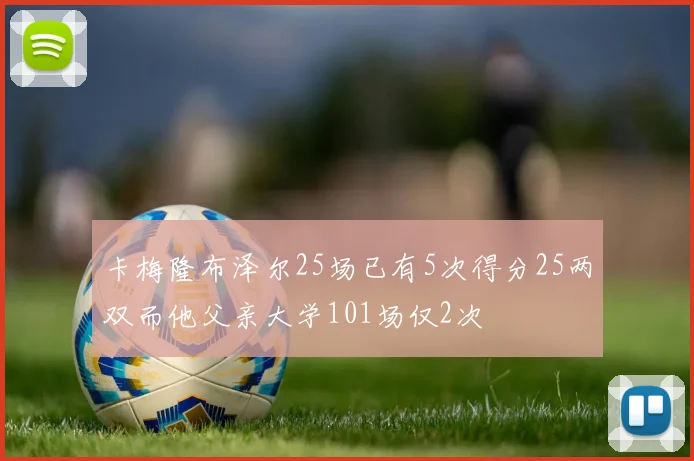 卡梅隆布泽尔25场已有5次得分25两双而他父亲大学101场仅2次